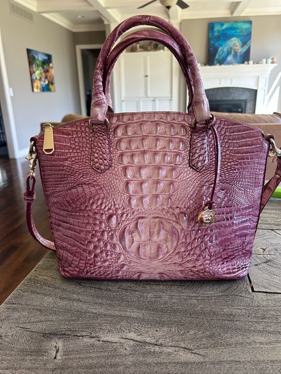 Handbags - Brahmin Croc-Embossed Satchel Bag - pink medium Duxbury